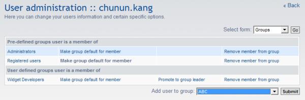 How to add groups to active resistered user in phpBB ?
