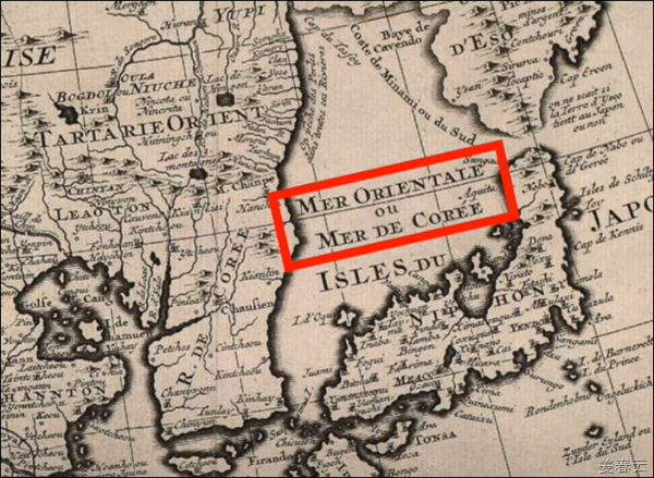 Ancient map showing Sea of Korea also known as Gulf of Korea, Corea Sea, Mare Di Corai published on the map from year 1643 to 1851