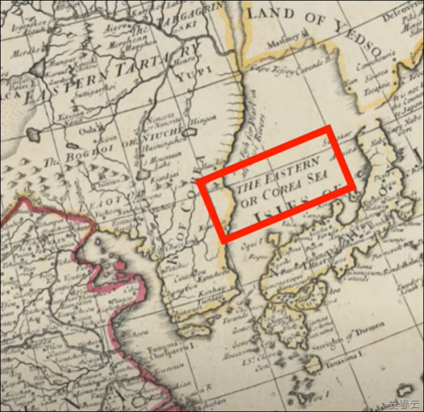 Ancient map showing Sea of Korea also known as Gulf of Korea, Corea Sea, Mare Di Corai published on the map from year 1643 to 1851